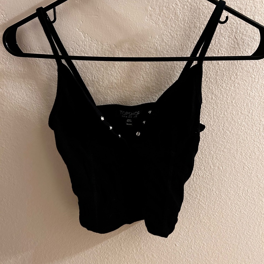 Topshop Black button Up Tank Top (cropped)